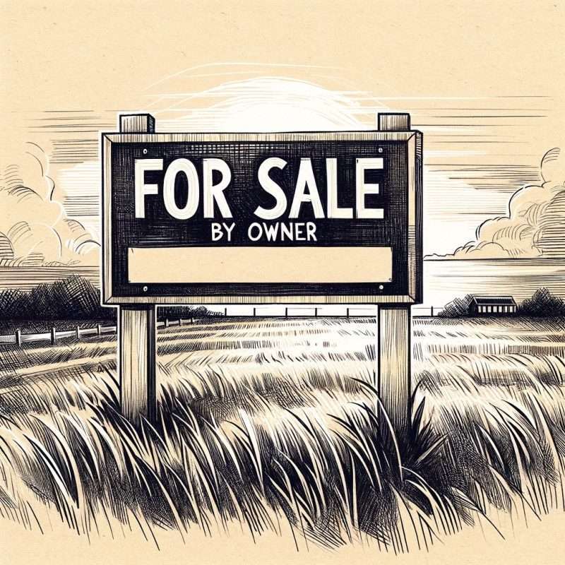 For sale by owner sign in front of some land